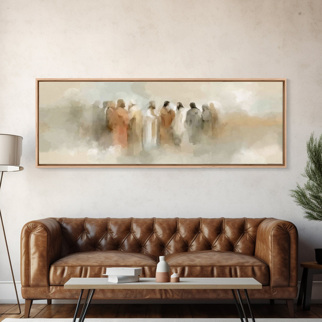Clouds of Majesty | Framed Canvas Print | Christian Wall Art | Jesus Painting | Panoramic Wall Art | Christian Art Canvas | Vintage Christi