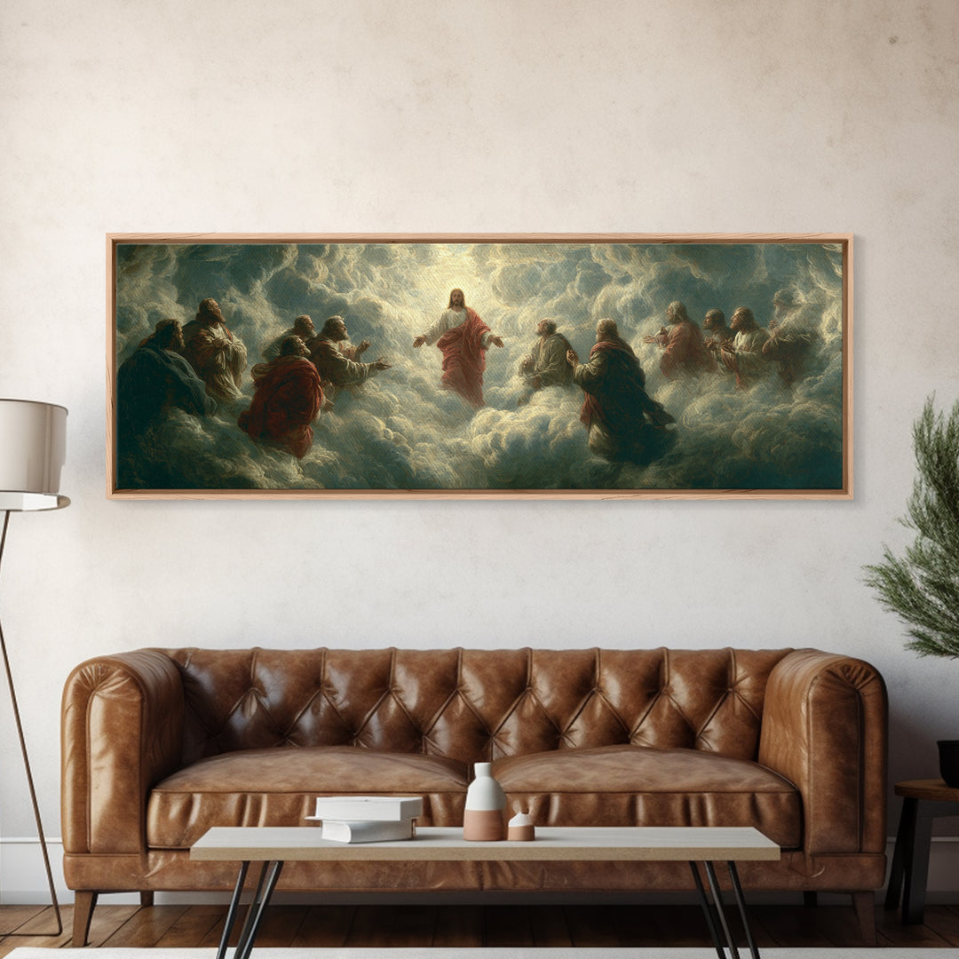 Sacred Mountain Light - Framed Canvas Print - Christian Wall Art - Jesus Painting - Panoramic Frame - Christian Art Canvas - Christian Chri