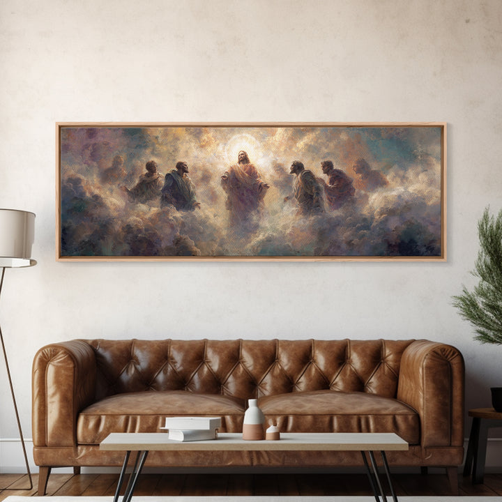 Circle Of Light | Framed Canvas Print | Christian Wall Art | Panoramic Painting | Jesus Painting | Christian Art Canvas | Large Christian A