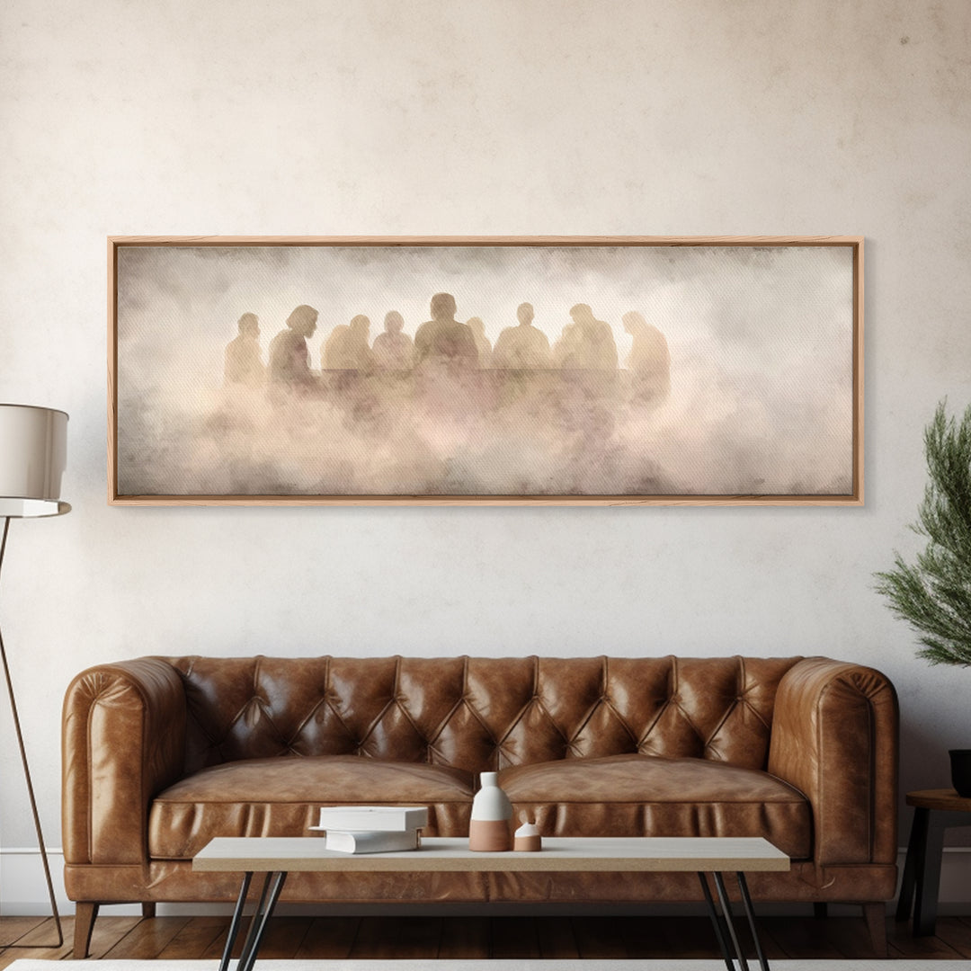 Upper Room Silence, Framed Canvas Print, Christian Wall Art, Panoramic Frame, Christian Art Canvas, Jesus Painting, Large Christian Paintin