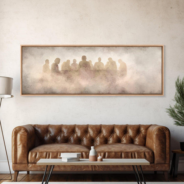 Upper Room Silence, Framed Canvas Print, Christian Wall Art, Panoramic Frame, Christian Art Canvas, Jesus Painting, Large Christian Paintin