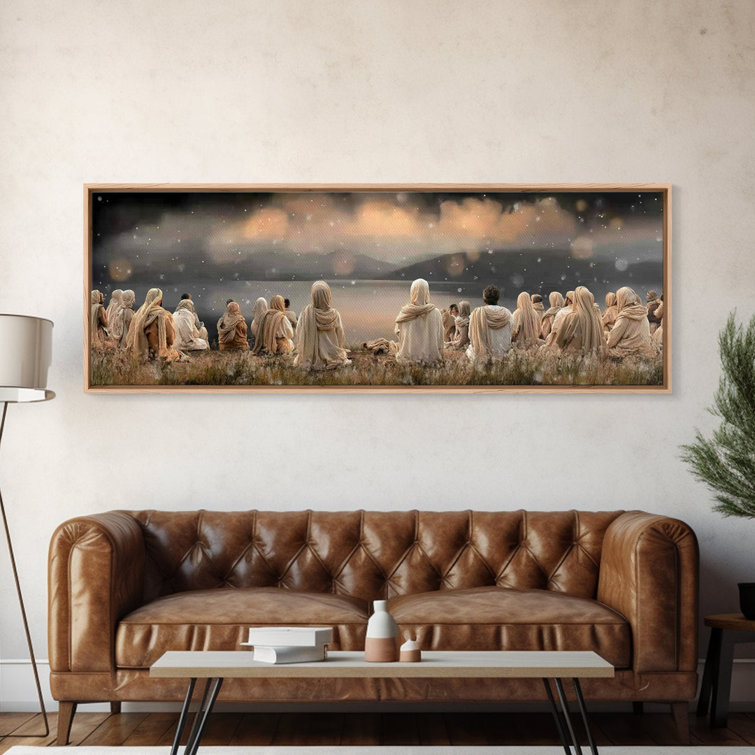 Twilight Disciples | Framed Canvas Print | Christian Wall Art | Panoramic Print | Jesus Painting | Christian Art Canvas | Moody Christian A