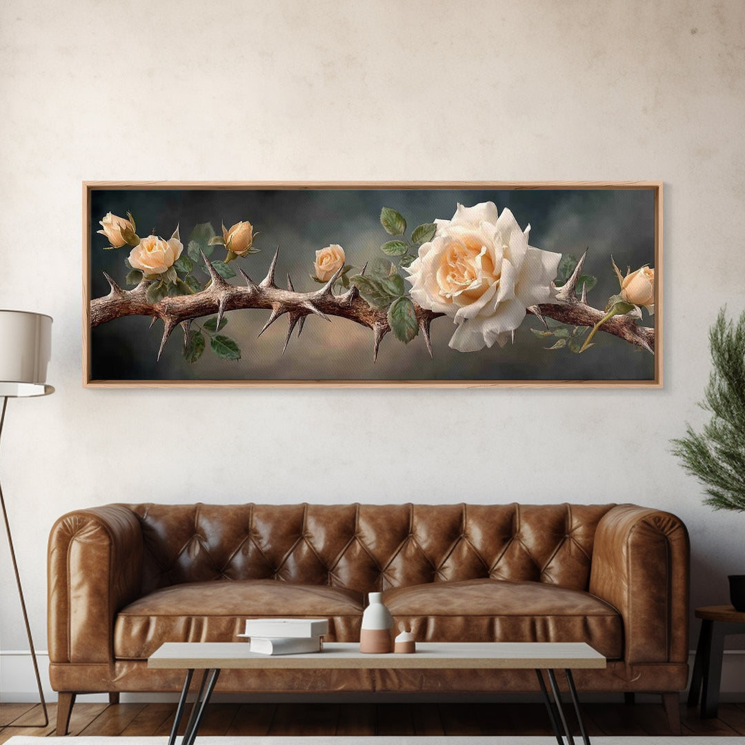 Crown Of Mercy – Framed Canvas Print – Christian Wall Art – Christian Art Canvas – Panoramic Art – Christian Painting – Christian Art