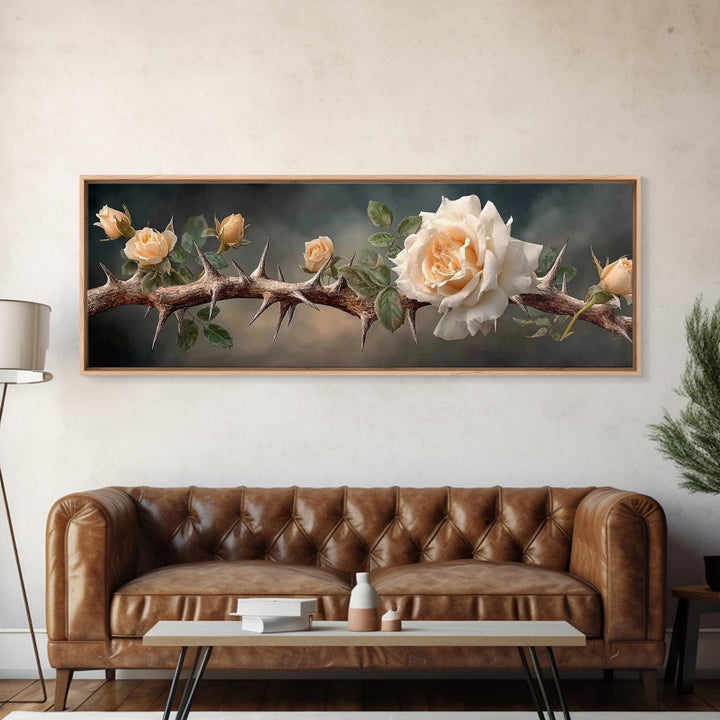Crown Of Mercy – Framed Canvas Print – Christian Wall Art – Christian Art Canvas – Panoramic Art – Christian Painting – Christian Art