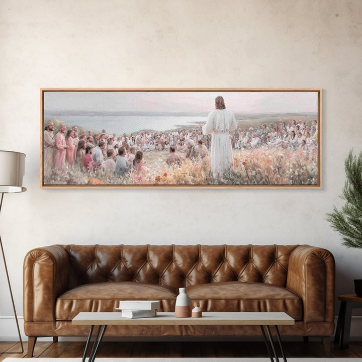 Dawn Of Mercy, Framed Canvas Print, Christian Painting, Panoramic Print, Modern Christian Art, Jesus Wall Art, Christian Christmas
