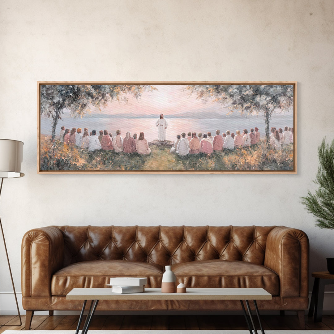 Twilight Of Blessings | Framed Canvas Print | Christian Art Work | Panoramic Art | Jesus Painting Canvas | Christian Christmas Decor | Chri