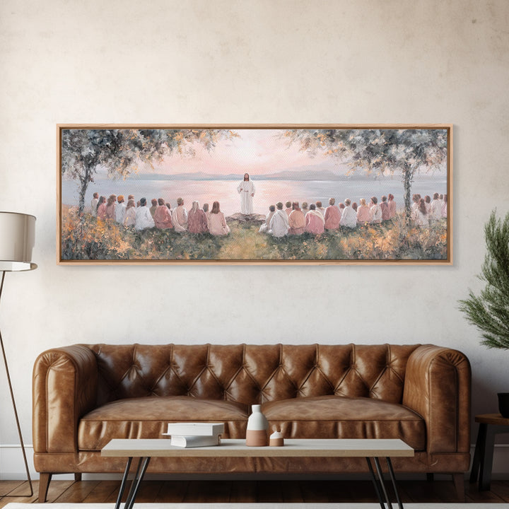 Twilight Of Blessings | Framed Canvas Print | Christian Art Work | Panoramic Art | Jesus Painting Canvas | Christian Christmas Decor | Chri