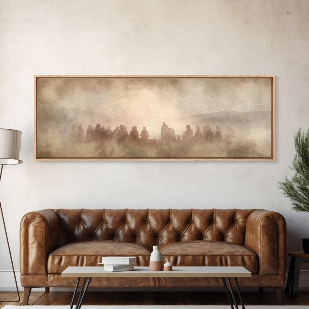 Circle Of Peace, Framed Canvas Print, Christian Decor For Home, Panoramic Painting, Jesus Art Print, Christian Art Canvas, Christmas Art