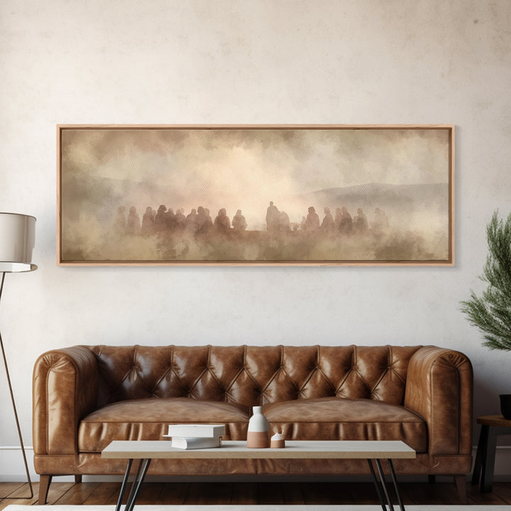Circle Of Peace, Framed Canvas Print, Christian Decor For Home, Panoramic Painting, Jesus Art Print, Christian Art Canvas, Christmas Art