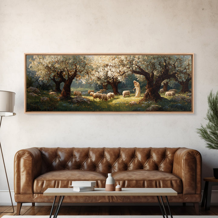 Blossoms Of Guidance | Framed Canvas Print | Panoramic Painting | Christian Art | Jesus Canvas Art | Christian Wall Art | Christian Gift