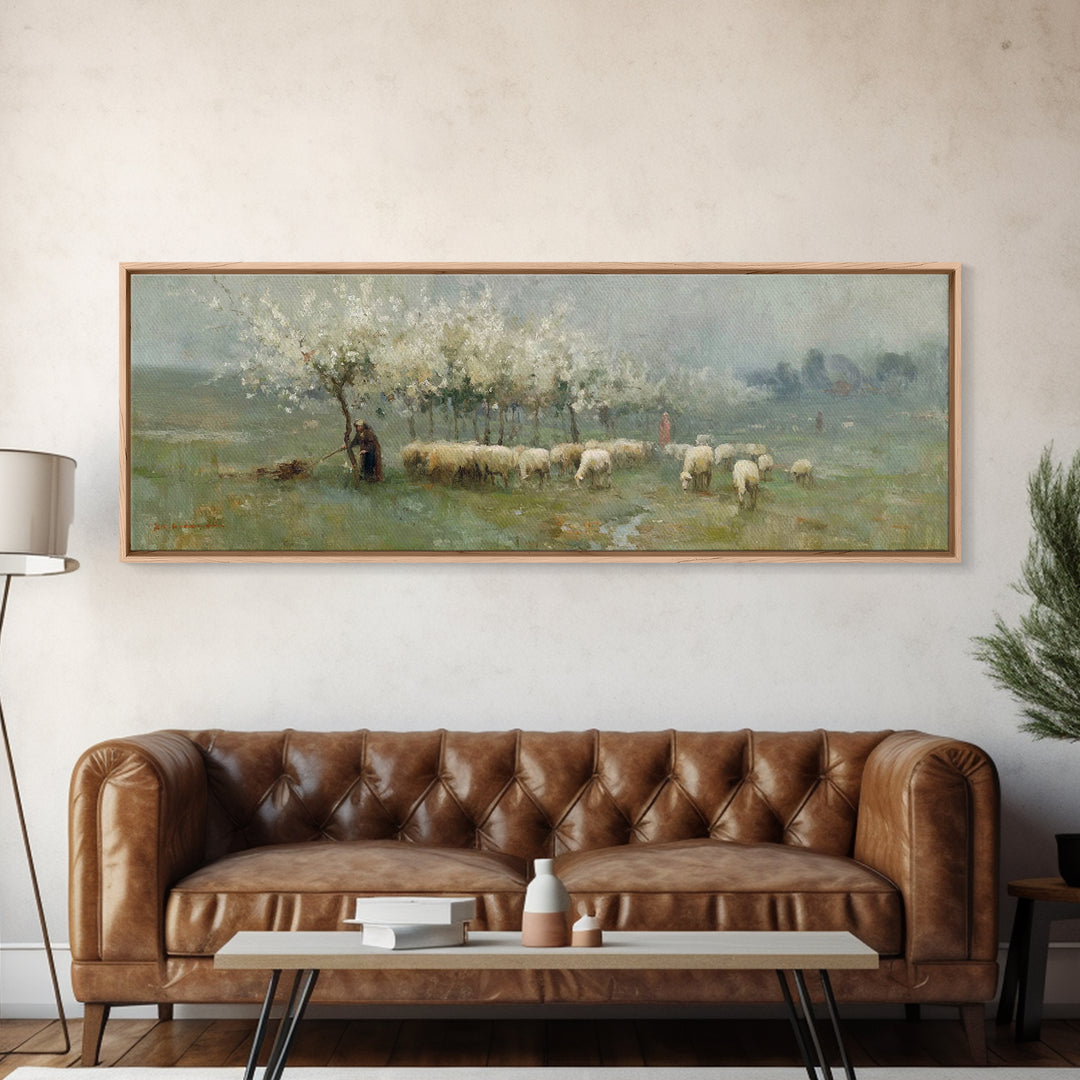Fields Of Stillness | Framed Canvas Print | Panoramic Frame | Christian Art Work | Jesus Painting Canvas | Christian Decorations | Christia