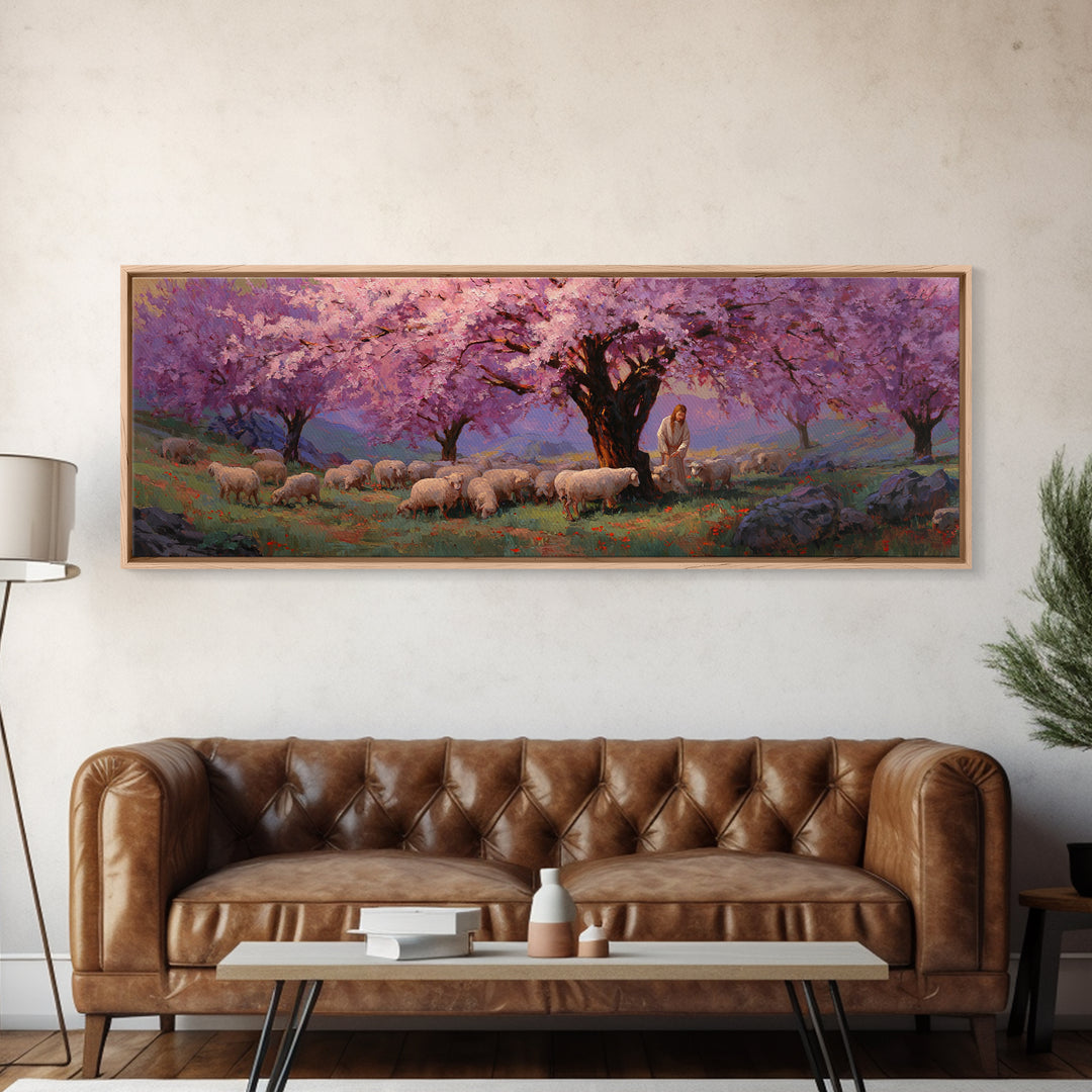 Petal Haven Light | Framed Canvas Print | Panoramic Print | Christian Wall Art | Jesus Painting | Christian Art Gift | Christian Canvas Art