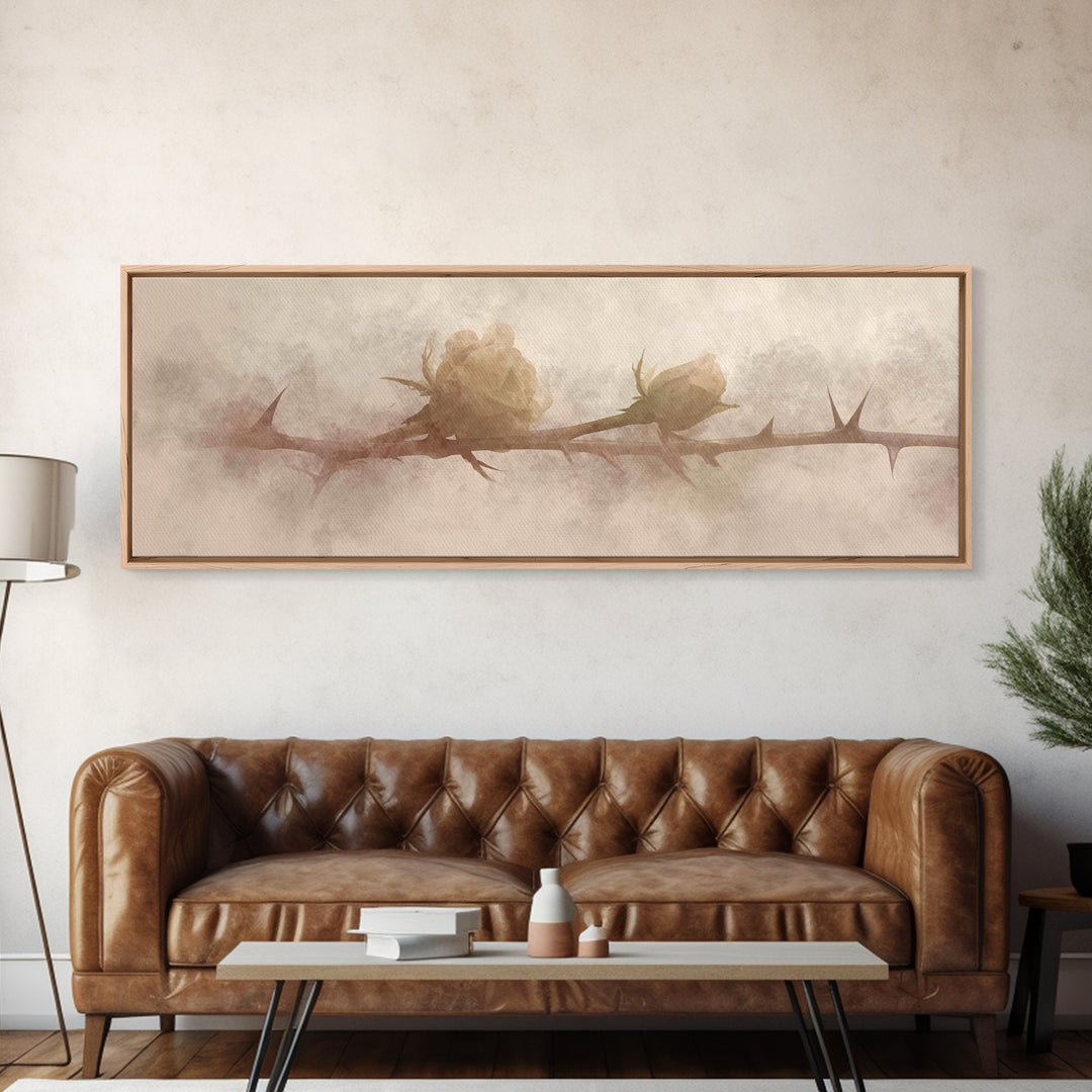 Thorned Mercy Path, Framed Canvas Print, Panoramic Wall Art, Christian Art Canvas, Christian Painting, Modern Christian Art, Christian Wall