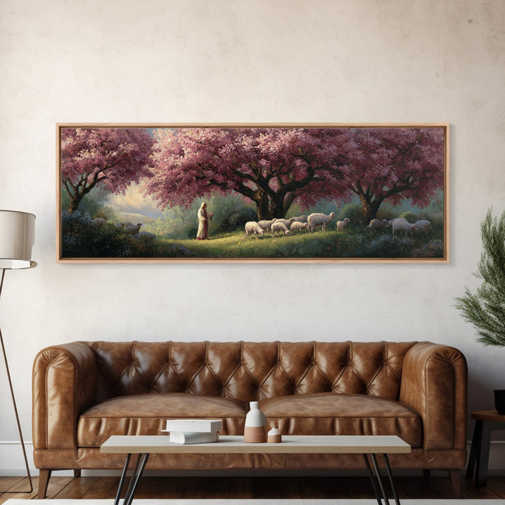 Blossoms Of Grace – Framed Canvas Print – Panoramic Art – Christian Wall Art – Jesus Painting – Christian Art Canvas – Christmas Art
