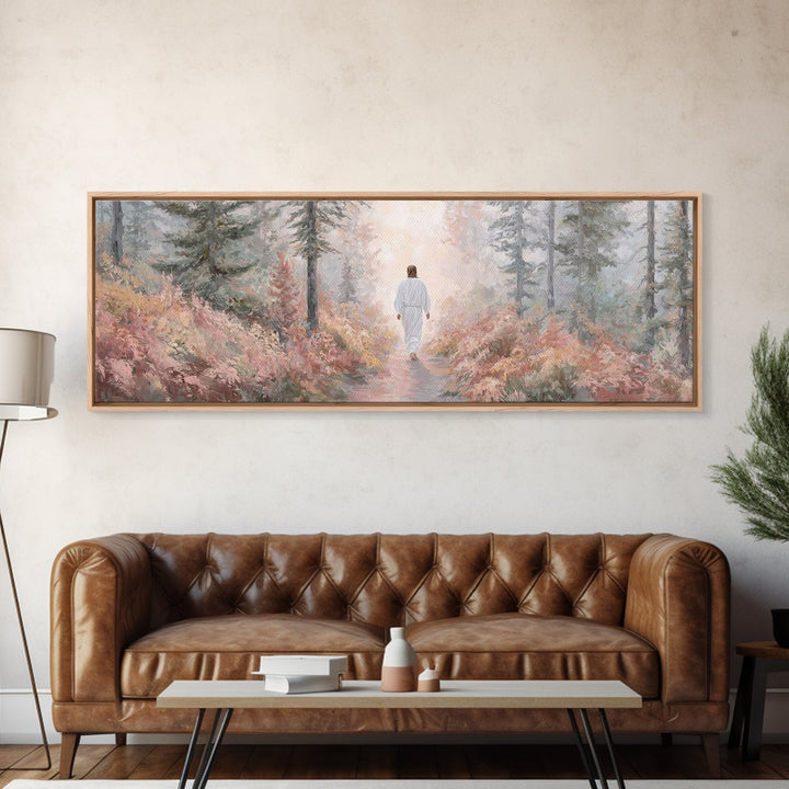 Light Of The Way, Framed Canvas Print, Panoramic Wall Art, Christian Art Canvas, Jesus Painting, Christian Christmas Art, Christian Wall Ar