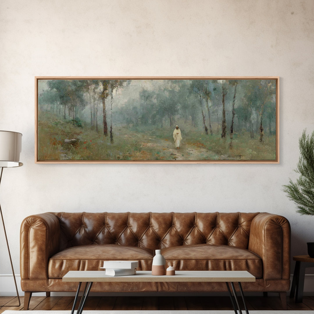 Forest Of Mercy - Framed Canvas Print - Panoramic Painting - Christian Wall Art - Jesus Painting - Christian Art Work - Christmas Art