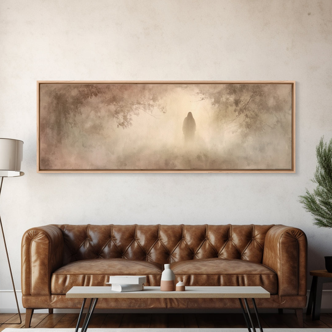 Radiant Stillness – Framed Canvas Print – Panoramic Painting – Christian Art – Jesus Painting – Christian Wall Art – Christmas Art