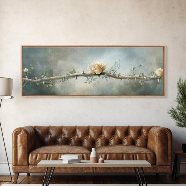 Risen Rose Light | Framed Canvas Print | Panoramic Painting | Christian Art Print | Christian Wall Art | Subtle Christian Art | Christian D