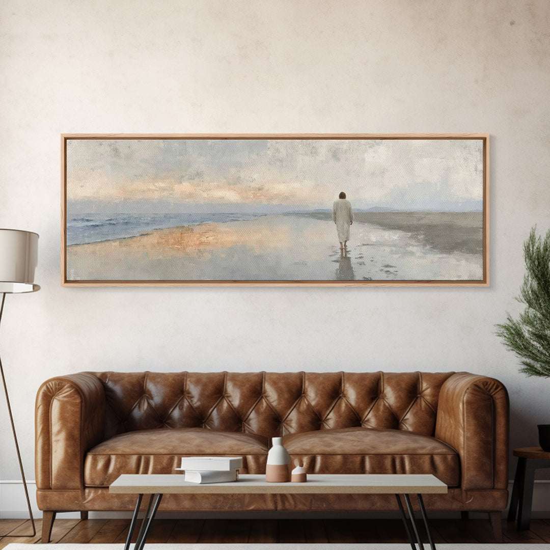 Heaven’s Footsteps – Framed Canvas Print – Panoramic Art – Christian Art Work – Jesus Art Print – Christian Wall Art – Christmas Art