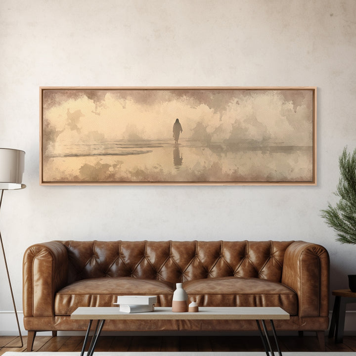 Desert Dawn Path – Framed Canvas Print – Christian Wall Art – Jesus Painting – Panoramic Art – Christian Art Canvas – Christmas Art