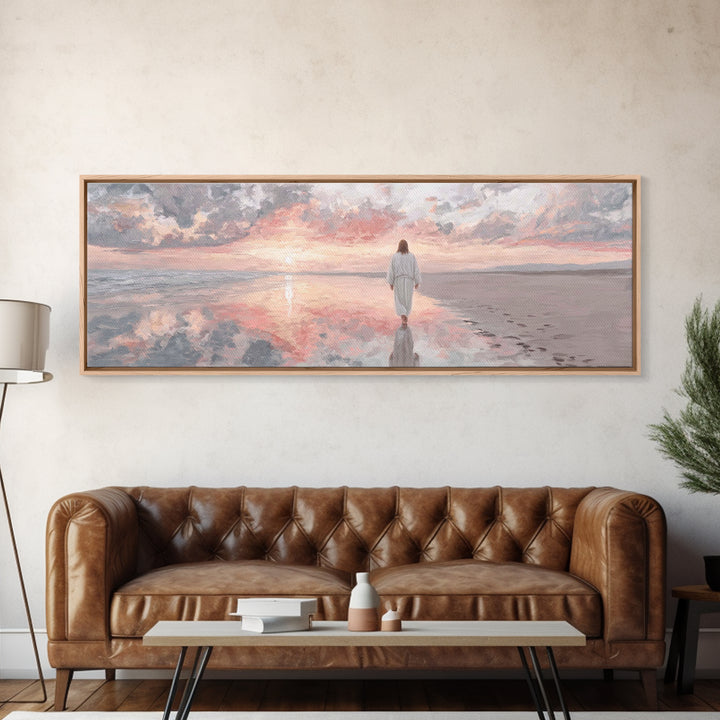 Solitude Of Faith – Framed Canvas Print – Christian Art Canvas – Jesus Painting – Panoramic Frame – Christian Wall Art – Christmas Art