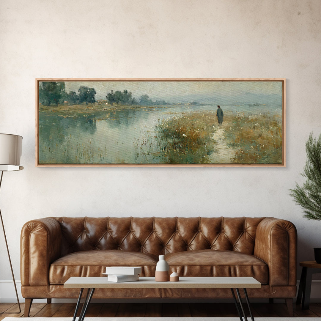 Valley Of Peace | Framed Canvas Print | Christian Art Canvas | Panoramic Art | Jesus Painting | Christian Wall Art | Christmas Art