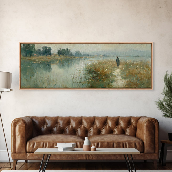 Valley Of Peace | Framed Canvas Print | Christian Art Canvas | Panoramic Art | Jesus Painting | Christian Wall Art | Christmas Art