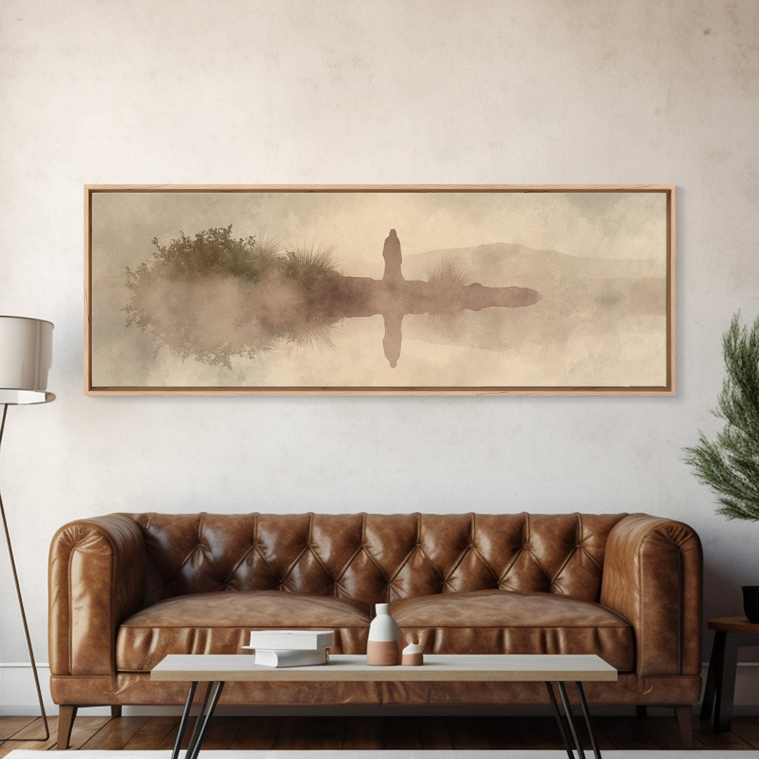 Horizon Of Light | Framed Canvas Print | Panoramic Art | Christian Art Canvas | Jesus Painting | Christian Wall Art | Christmas Art