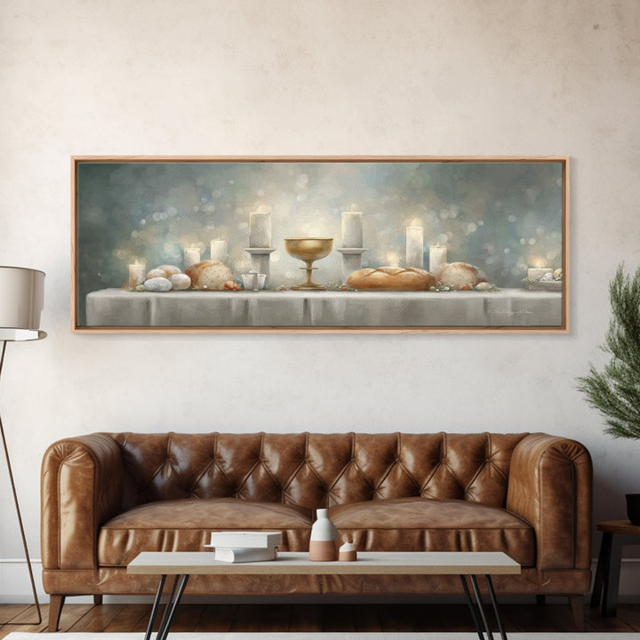 Table Of Covenant, Framed Canvas Print, Panoramic Wall Art, Christian Art Canvas, Christian Wall Art, Christian Christmas Art, Christian De