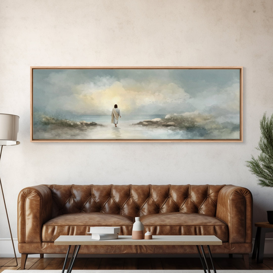 Beacon Of Dawn – Framed Canvas Print – Panoramic Art – Christian Wall Art – Christian Art Canvas – Jesus Painting – Christian Christmas Art