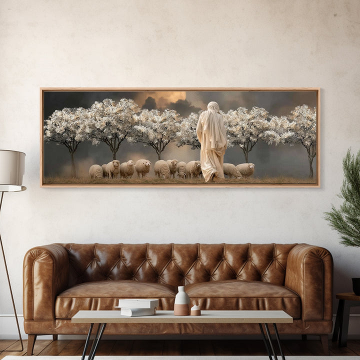 Twilight Orchard Calling | Framed Canvas Print | Panoramic Print | Christian Art Canvas | Christian Wall Art | Jesus Painting | Christmas A