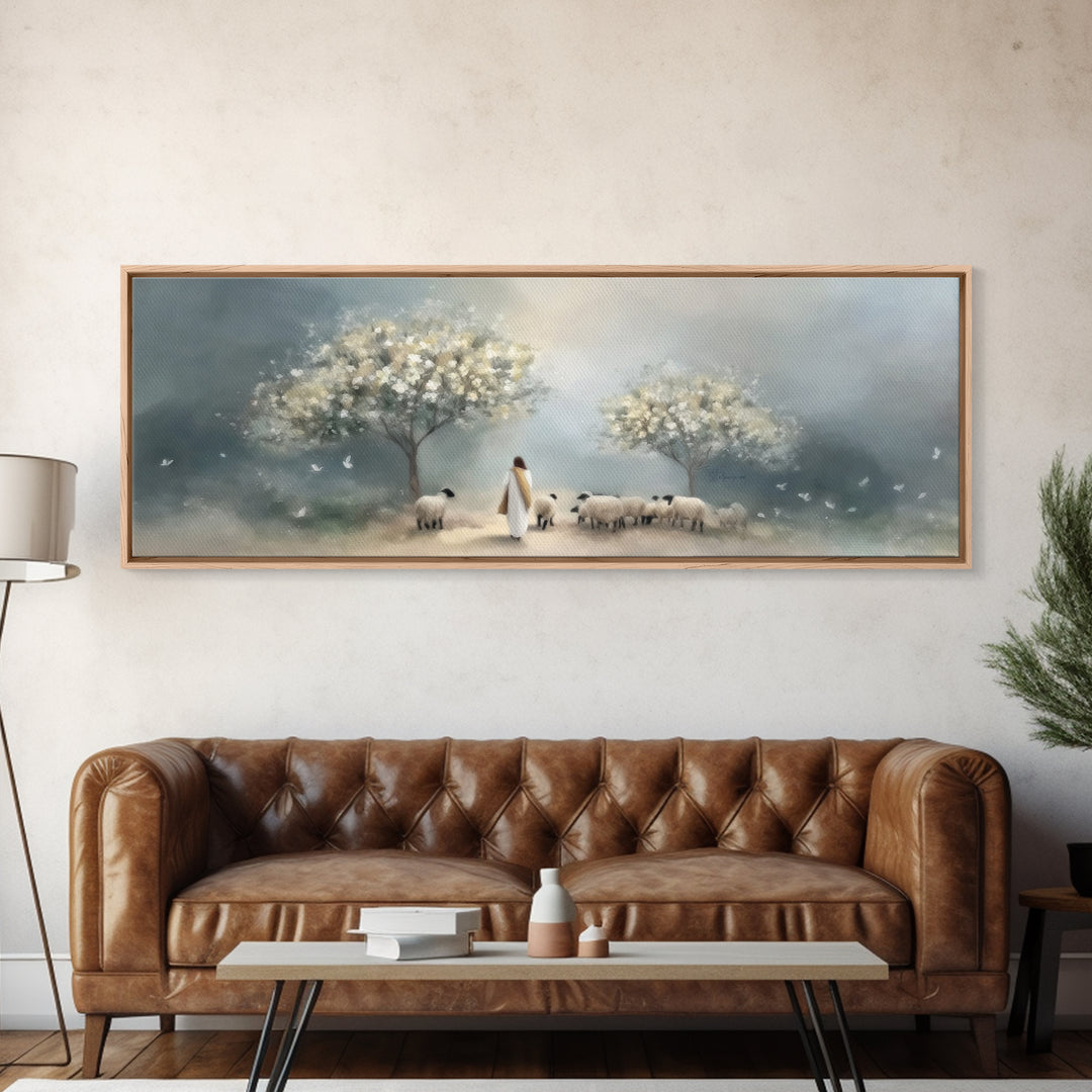 Blossoms Of Grace – Framed Canvas Print – Christian Art Canvas – Jesus Christmas Art – Panoramic Wall Art – Christian Wall Art – Christmas