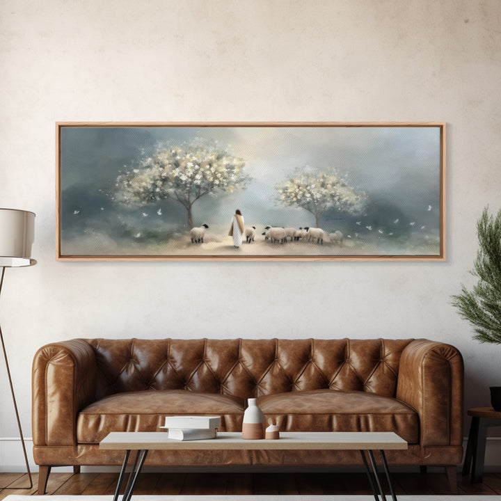 Blossoms Of Grace – Framed Canvas Print – Christian Art Canvas – Jesus Christmas Art – Panoramic Wall Art – Christian Wall Art – Christmas