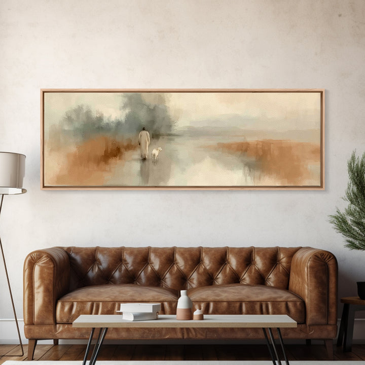 Quiet Journey Home – Framed Canvas Print – Panoramic Art – Christian Wall Art – Jesus Painting – Christian Christmas Art – Christian Decor