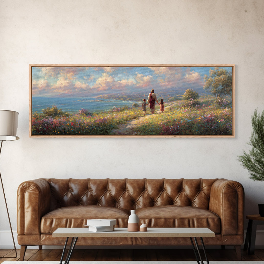 Guided By Grace, Framed Canvas Print, Panoramic Art, Jesus Painting Canvas, Christian Wall Art, Christian Art, Christian Gift Ideas