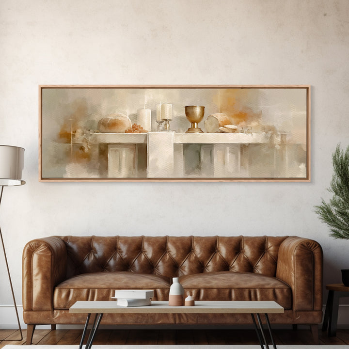 Bread Of Blessing | Framed Canvas Print | Panoramic Wall Art | Christian Art Canvas | Christian Wall Art | Christmas Art | Christian Decor