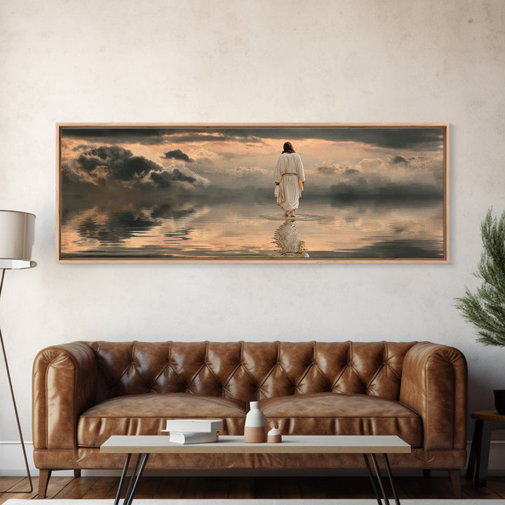 Silent Redeemer | Framed Canvas Print | Panoramic Painting | Christian Wall Art | Jesus Canvas Art | Christian Art Print | Christian Decor