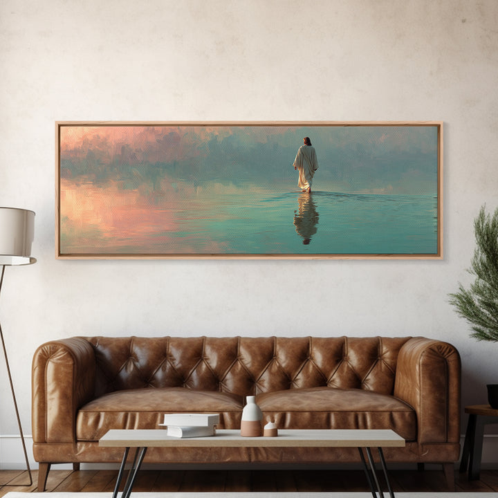 Waves Of Mercy – Framed Canvas Print – Panoramic Art – Christian Wall Art – Jesus Painting – Christian Art Canvas – Christian Decor