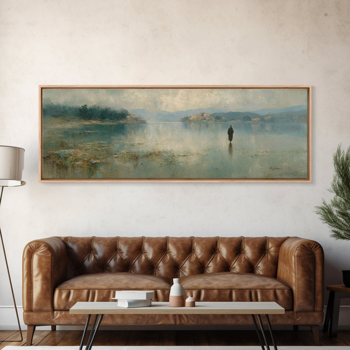 Sacred Stillness | Framed Canvas Print | Panoramic Art | Christian Art Canvas | Jesus Painting | Christmas Art | Christian Wall Art