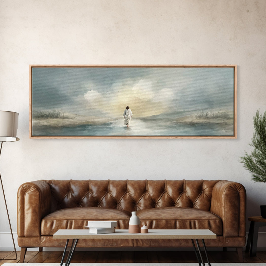 Evening Refuge – Framed Canvas Print – Panoramic Painting – Christian Art Print – Jesus Canvas Art – Christian Gift – Christmas Wall Art