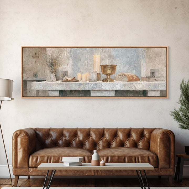 Quiet Altar Grace – Framed Canvas Print – Panoramic Frame – Christian Wall Art – Christian Art Canvas – Subtle Christian Art – Christian De