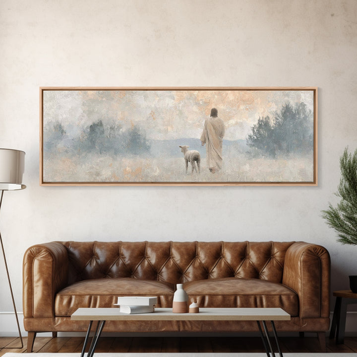 Heavenly Calm | Framed Canvas Print | Panoramic Wall Art | Christian Art Print | Jesus Canvas Art | Christian Christmas Art | Modern Christ