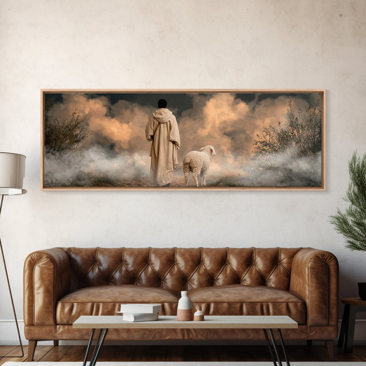 Sacred Path | Framed Canvas Print | Panoramic Frame | Jesus Painting Canvas | Christian Wall Art | Christmas Canvas Wall Art | Unique Chris