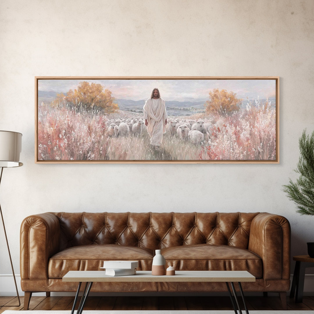 Radiant Shepherd Promise – Framed Canvas Print – Panoramic Art – Christian Wall Art – Jesus Art Print – Christian Canvas Art – Christmas Ar