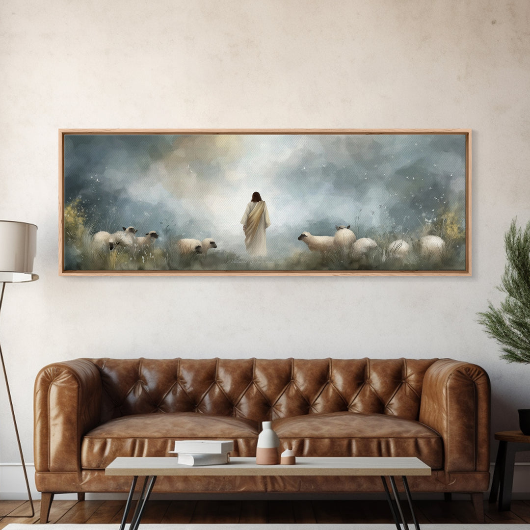 Blessed Autumn Path – Framed Canvas Print – Panoramic Painting – Christian Wall Art – Jesus Canvas Art – Christmas Wall Art – Christian Dec