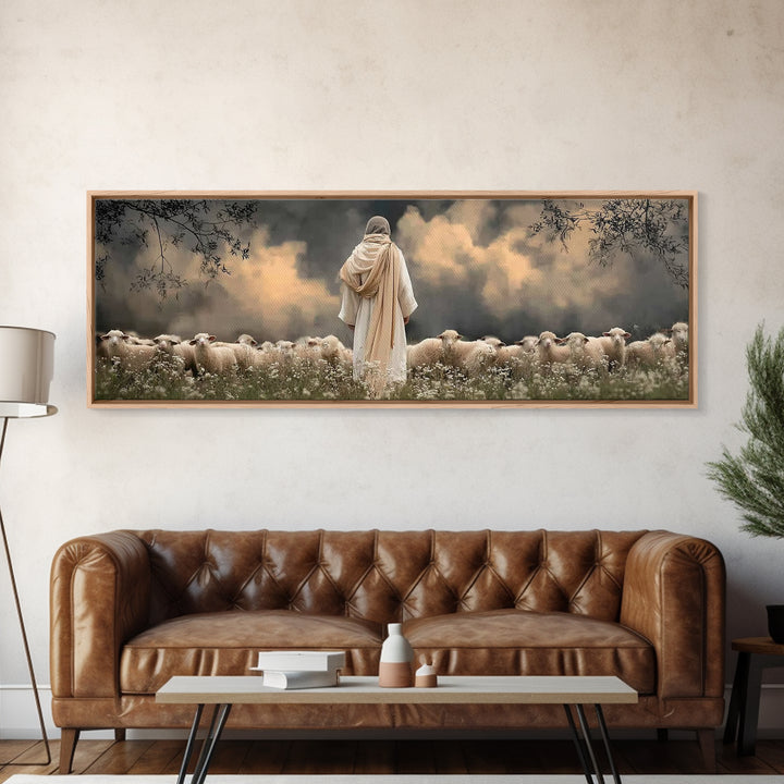 Still Waters Glory – Framed Canvas Print – Panoramic Wall Art – Christian Art Canvas – Jesus Art Print – Moody Christmas Art – Christian De