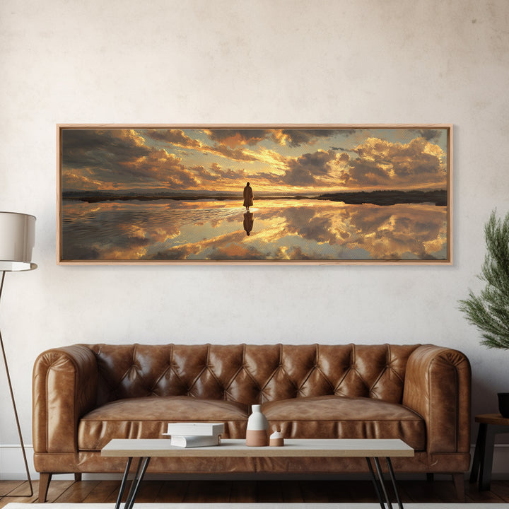 Reflections Of Peace, Framed Canvas Print, Panoramic Painting, Christian Art Canvas, Jesus Wall Art, Christian Art Print, Christian Christm