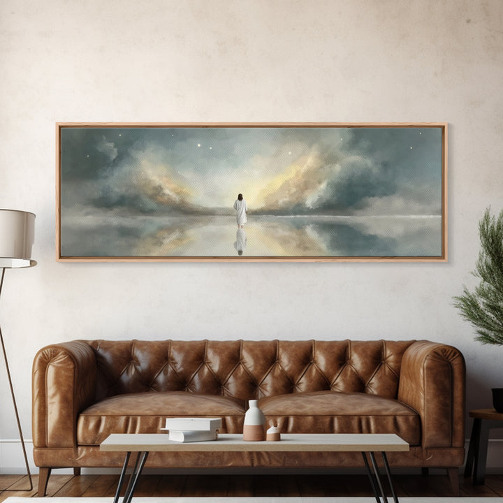 Gentle Promise, Framed Canvas Print, Panoramic Art, Christian Wall Art, Christian Art Canvas, Jesus Painting