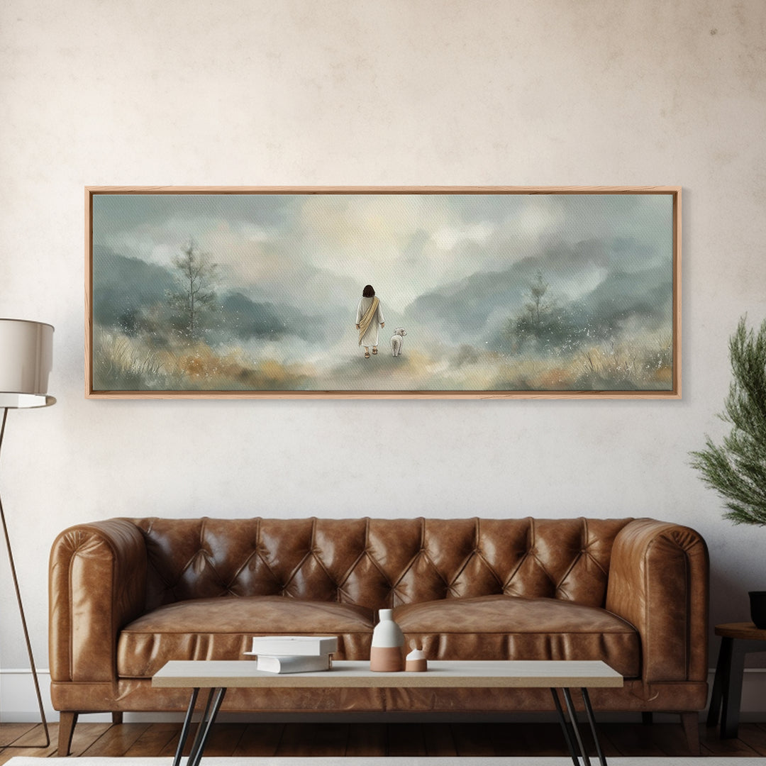 Soft Morning Grace | Framed Canvas Print | Panoramic Art | Christian Wall Art | Christian Art Canvas | Jesus Painting