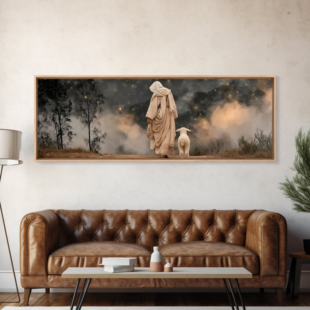Field Of Stillness – Framed Canvas Print – Panoramic Frame – Christian Wall Art – Jesus Painting – Christian Art Canvas